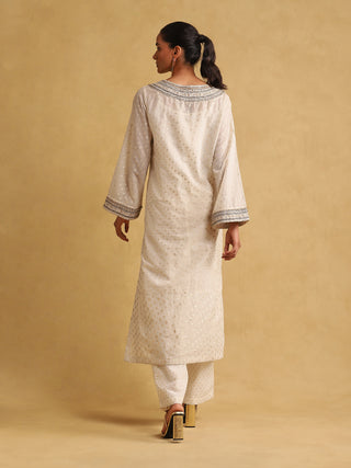 Ritu Kumar-Off-White Embroidered Kurta Set-INDIASPOPUP.COM