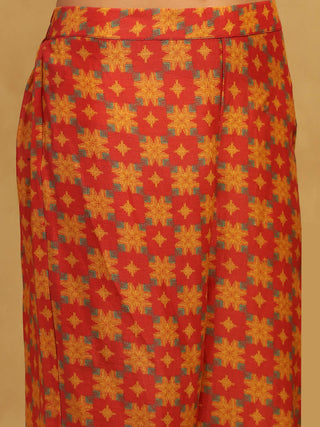 Red phulkari kurta set