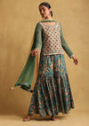 Green embroidered cotton kurti sharara set