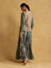 Green embroidered cotton kurti sharara set