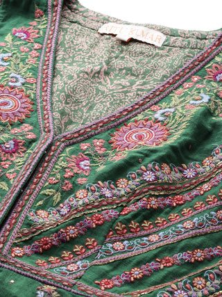 Green sleeveless solid kurti and sharara set