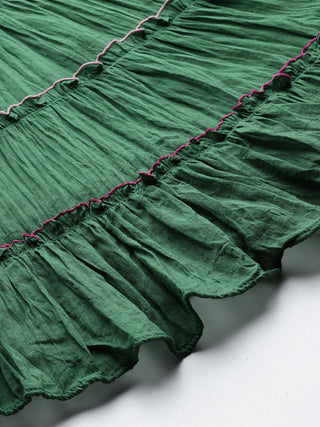 Green sleeveless solid kurti and sharara set