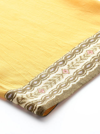 Yellow botanic print kurta set