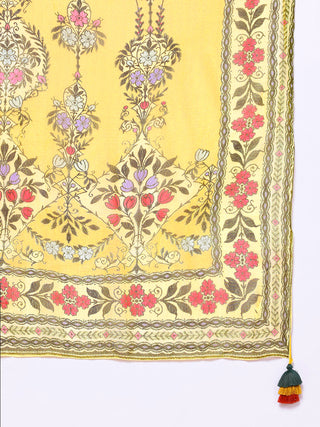 Yellow botanic print kurta set