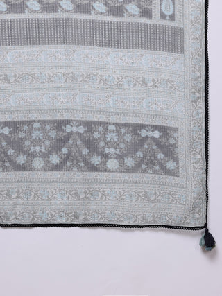 Black full sleeve floral print kurta set