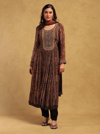 Black meraki border kurta set