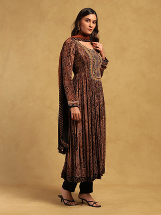 Black meraki border kurta set