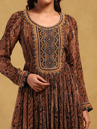 Black meraki border kurta set