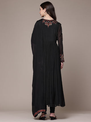 Black full sleeve solid anarkali set