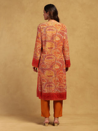 Beige aboriginal kurta and palazzo set