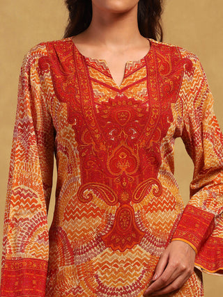 Beige aboriginal kurta and palazzo set