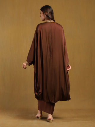 Brown yale cape with bustier and skirt