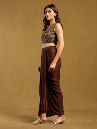 Brown yale cape with bustier and skirt