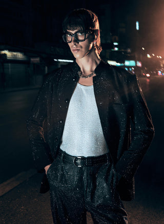 Lucien black bandhgala set