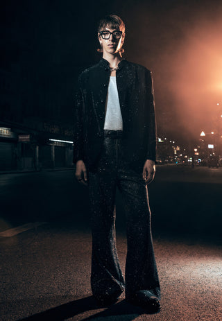 Lucien black bandhgala set