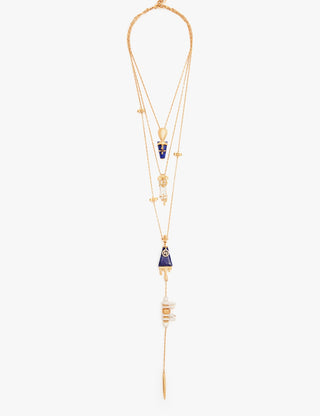 Gold lazuli sculpt layered necklace