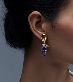 Gold lazuli sculpt earrings