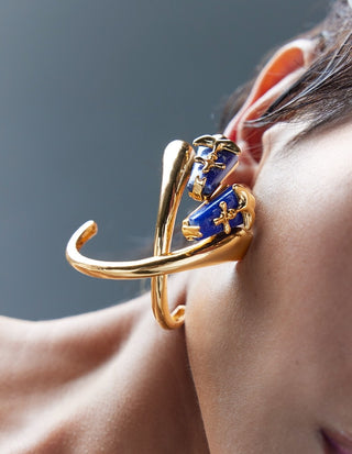 Gold lazuli sculpt hoop earrings