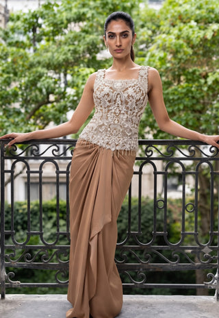 Genevieve gold corset and dhoti set