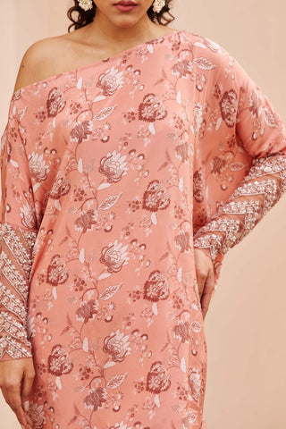 Chhavvi Aggarwal-Peach One Shoulder Top And Pants-INDIASPOPUP.COM