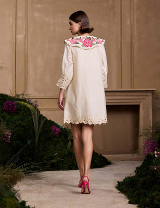 Ivory Rose Collared Short Dress by Chandrima available on Indiaspopup