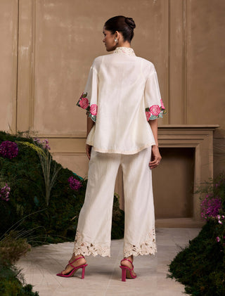 Ivory Rose Shirt And Pants by Chandrima available on Indiaspopup