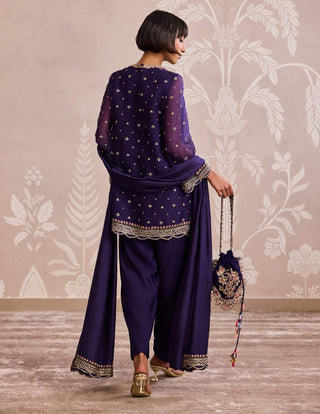 Purple embroidered organza kurta set