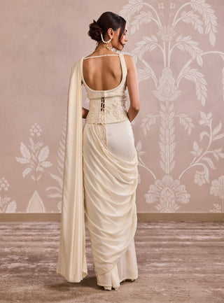 Ivory georgette sari set