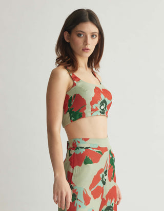 Mint and red floral pant and cape set