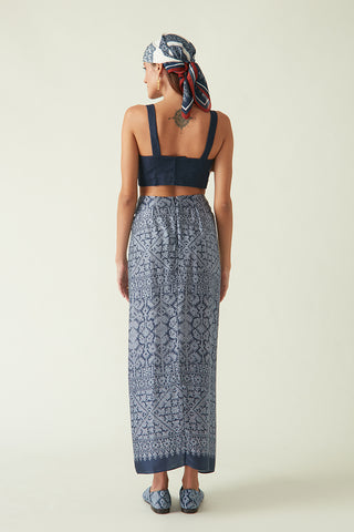 Payal Pratap-Yapen Navy Knotted Skirt-INDIASPOPUP.COM