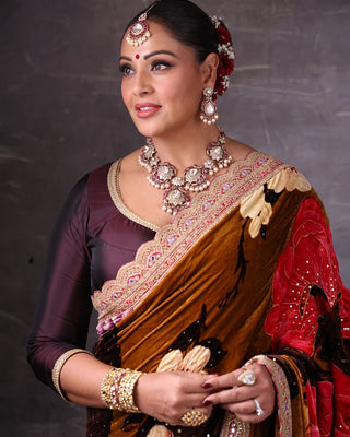 Aftaabi Rabia Makhmal Sari by Torani, available on Indiaspopup.com