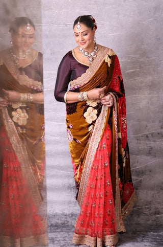 Aftaabi Rabia Makhmal Sari by Torani, available on Indiaspopup.com