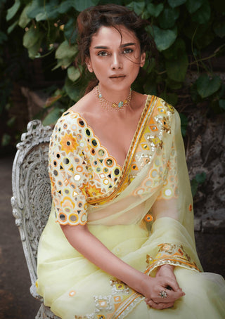Gopi Vaid-Yellow Priyal Sari And Blouse-INDIASPOPUP.COM