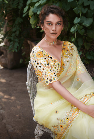 Gopi Vaid-Yellow Priyal Sari And Blouse-INDIASPOPUP.COM