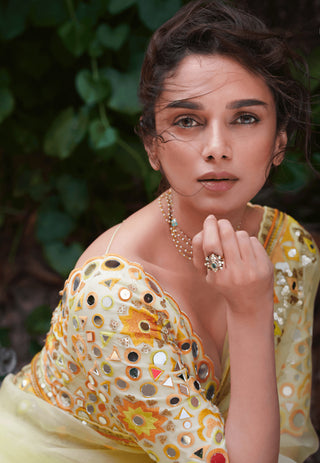 Gopi Vaid-Yellow Priyal Sari And Blouse-INDIASPOPUP.COM