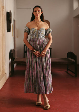 Multicolor linen maxi dress