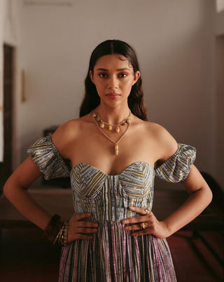 Multicolor linen maxi dress