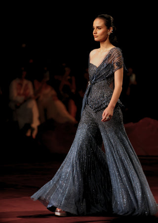 Shyamika storm blue sharara set