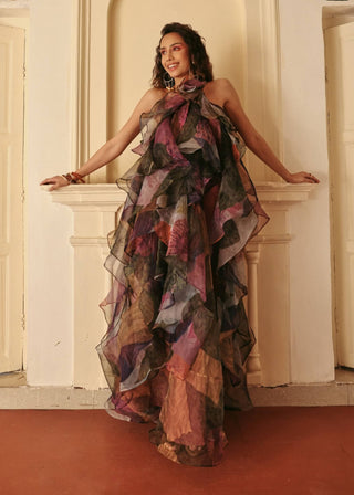 Bageecha multicolor organza gown