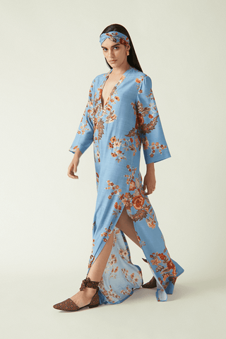 Payal Pratap-Malino Blue Embellished Kaftan-INDIASPOPUP.COM