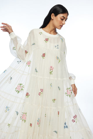 Forrestiana ivory tiered maxi dress