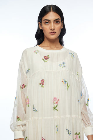Forrestiana ivory tiered maxi dress