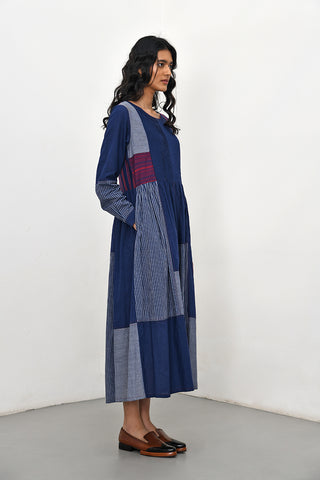 Bario Navy Patchwork Dress by Payal Pratap available on Indiaspopup.com