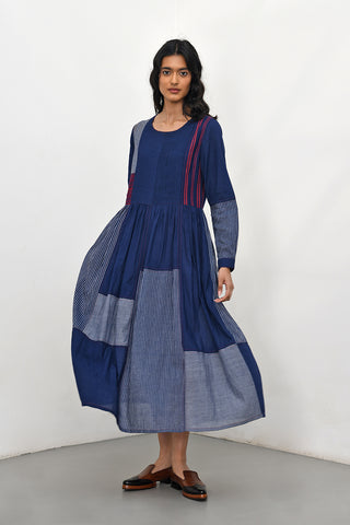 Bario Navy Patchwork Dress by Payal Pratap available on Indiaspopup.com