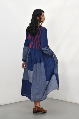 Bario Navy Patchwork Dress by Payal Pratap available on Indiaspopup.com