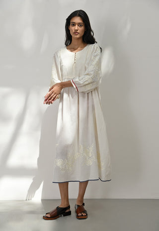 Pistoia ivory embroidered dress