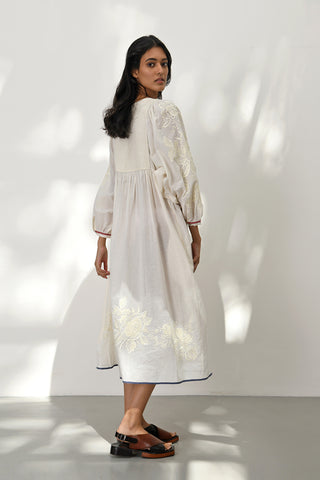 Pistoia Ivory Embroidered Dress by Payal Pratap available on Indiaspopup.com