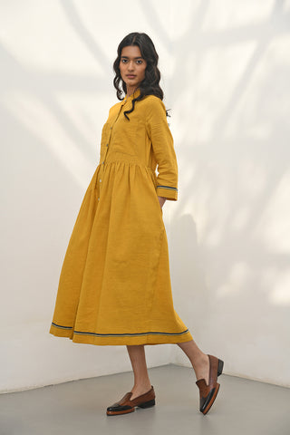 Verona Mustard Buttoned Down Dress by Payal Pratap available on Indiaspopup.com