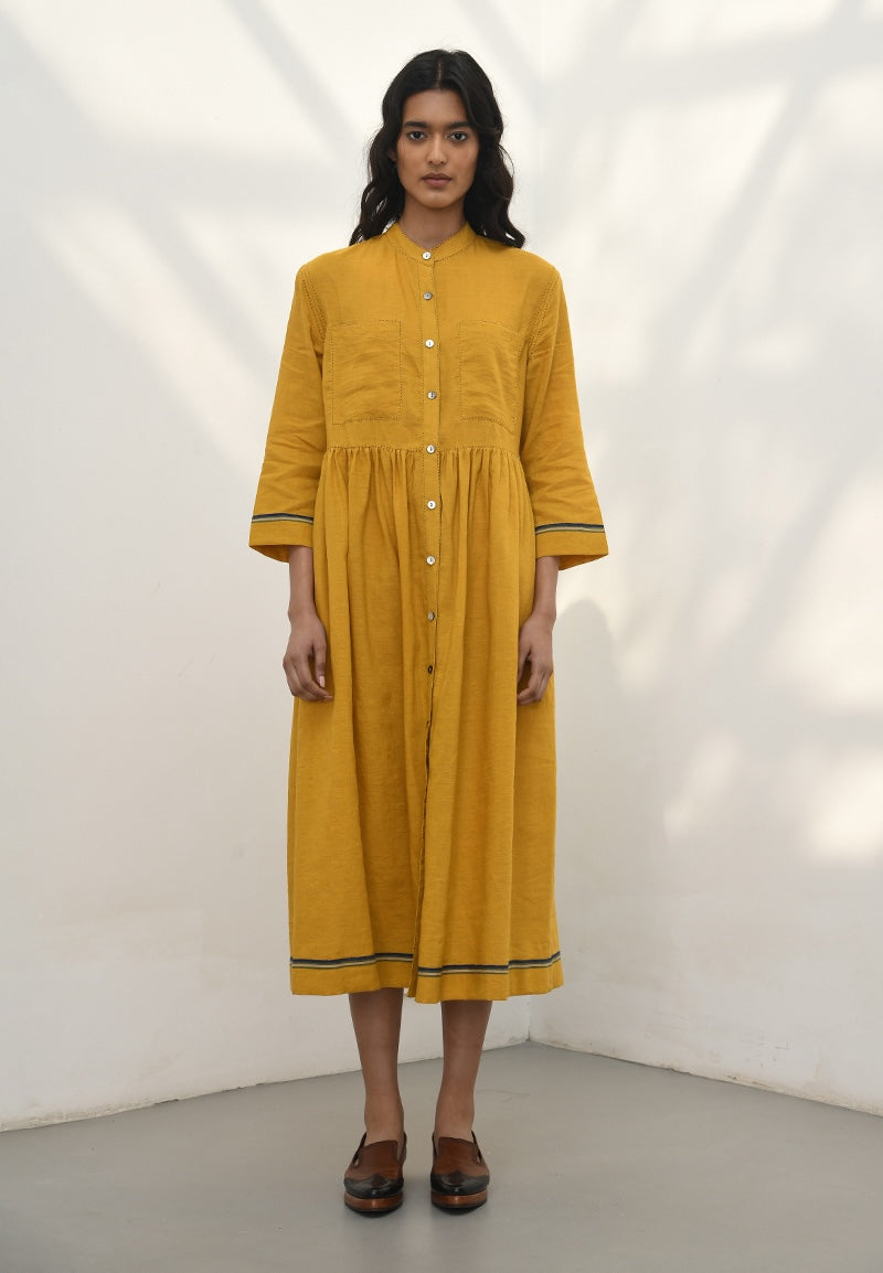 mustard yellow tunic dress Slub Shimmer Tunic Mini Dress