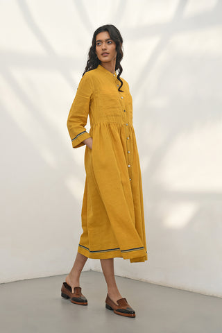 Verona Mustard Buttoned Down Dress by Payal Pratap available on Indiaspopup.com